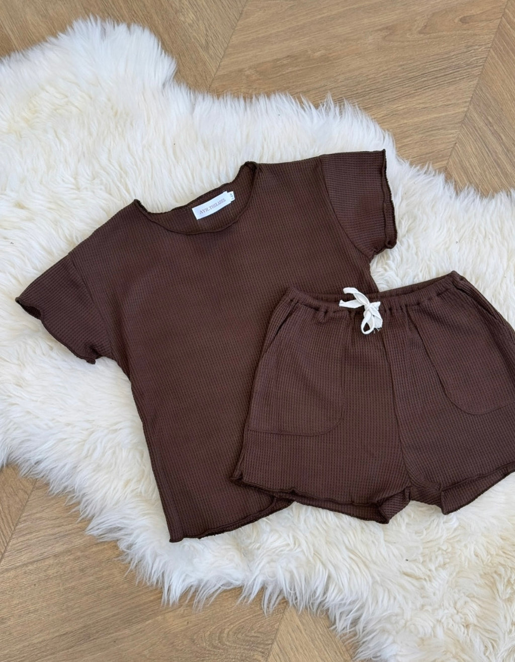 Waffle Short Set - COCOA