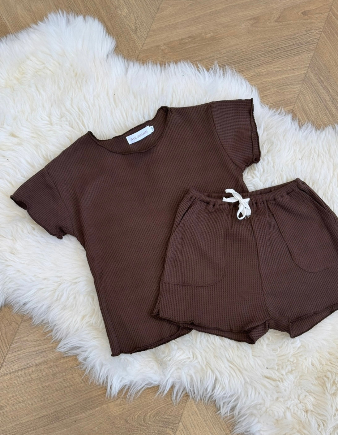 Waffle Short Set - COCOA