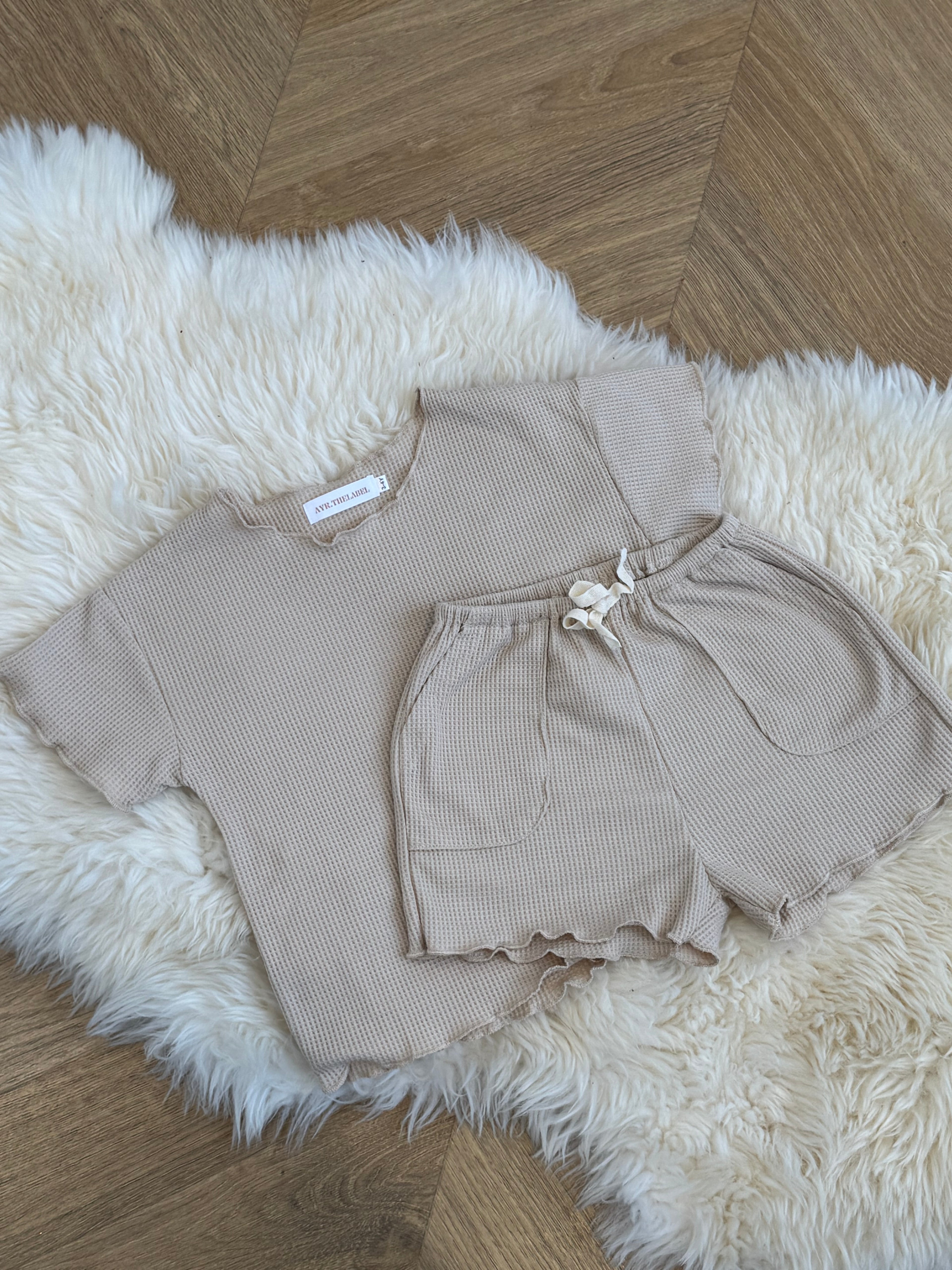 Waffle short set - BISCUIT