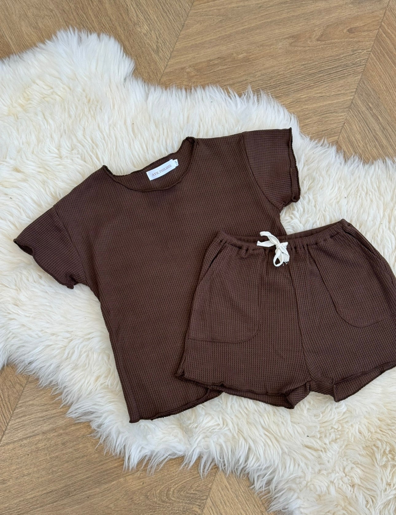 Waffle Short Set - COCOA